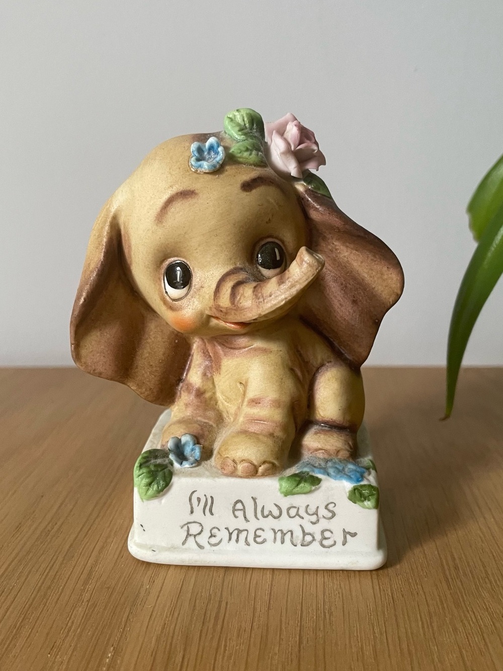 Vintage Josef Originals Ceramic Elephant Figurine "I'll Always Remember"